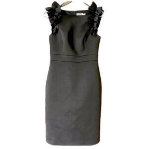 Eliza J Scuba LBD Size 6 with Ruffle Detail Shoulder Straps and Boat Neck